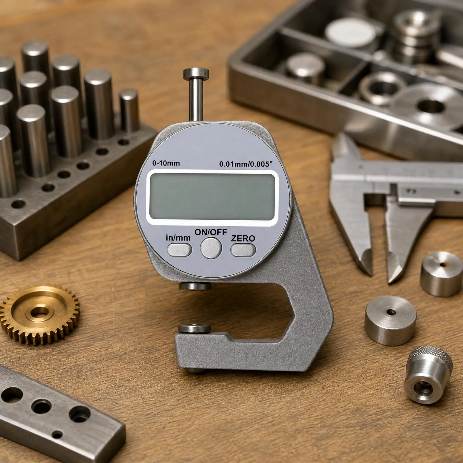 Portable Digital Thickness Meter 0.005in Resolution for Paper Leather and Board Checks