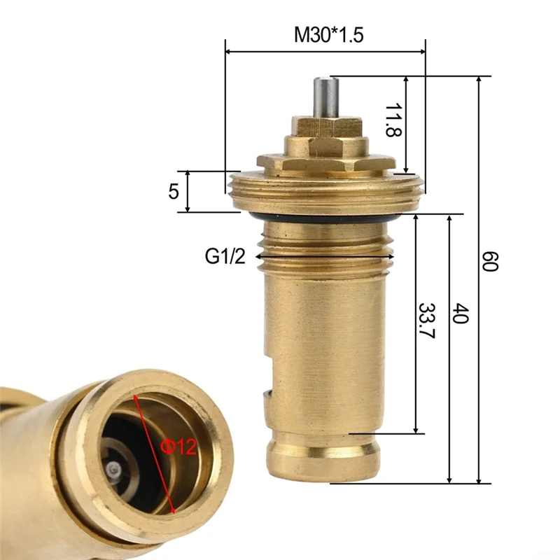 SEWS-Brass Radiator Valve Insert M30 X 1.5 Valve Thermostat Insert 1/2 Inch Bath & Kitchen Faucet Replacement Valvecartridge