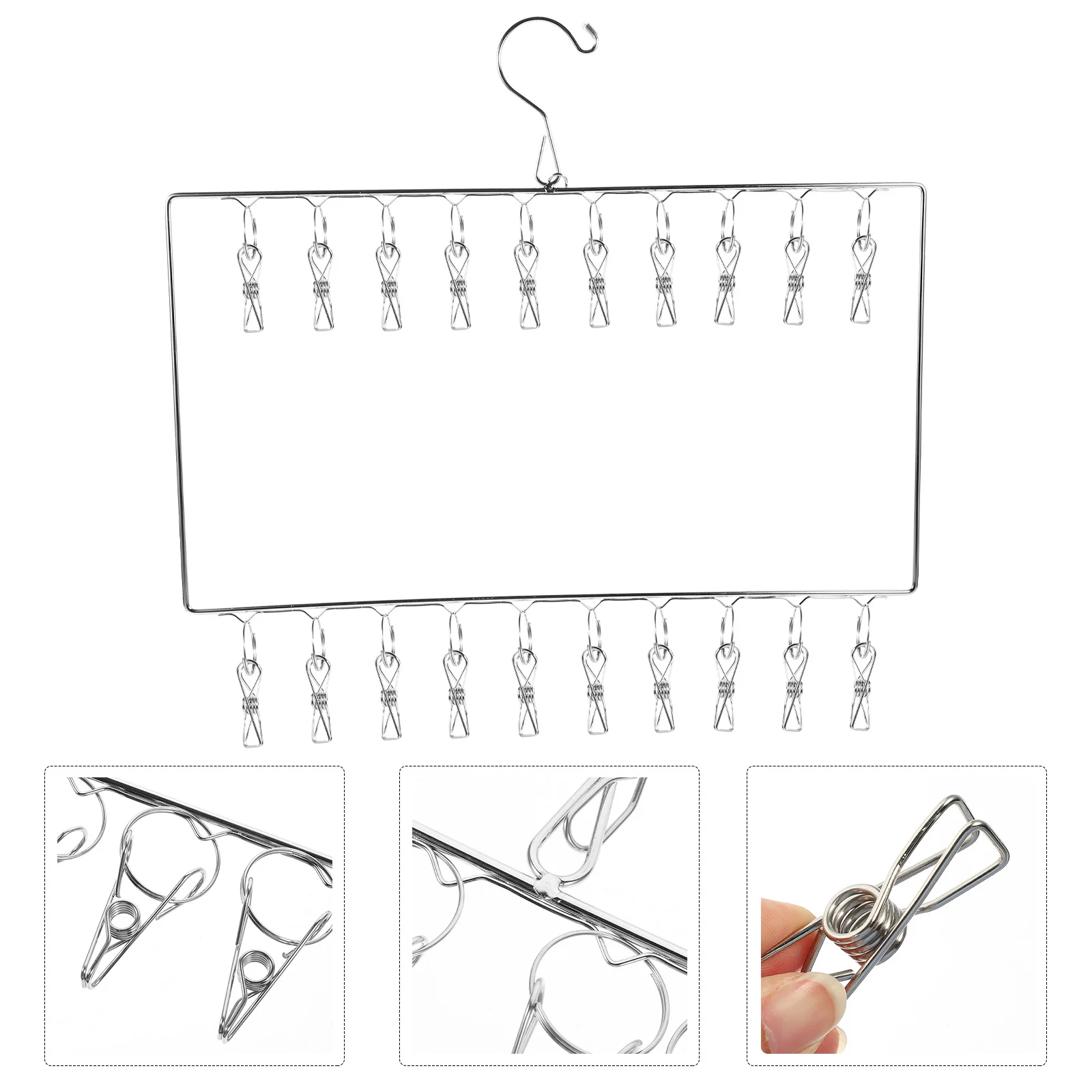 Support de séchage de linge en acier inoxydable, Clips coupe-vent, cintre robuste pour chaussettes, sous-vêtements, maison et extérieur, sèche-linge en acier inoxydable