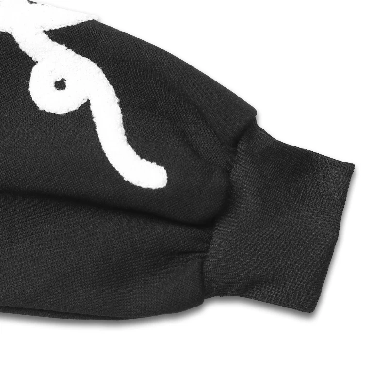 Women's Black Heart Pattern Embroidered Sweatshirt - Casual Loose Round Neck Long Sleeve Pullover Top