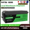 DATOUBOSS LiFePO4 리튬 배터리, 개선된 100A BMS, 8000-15000 딥 사이클 지지대, 시리즈 및 패럴로, 12V, 100Ah, 1280Wh 1
