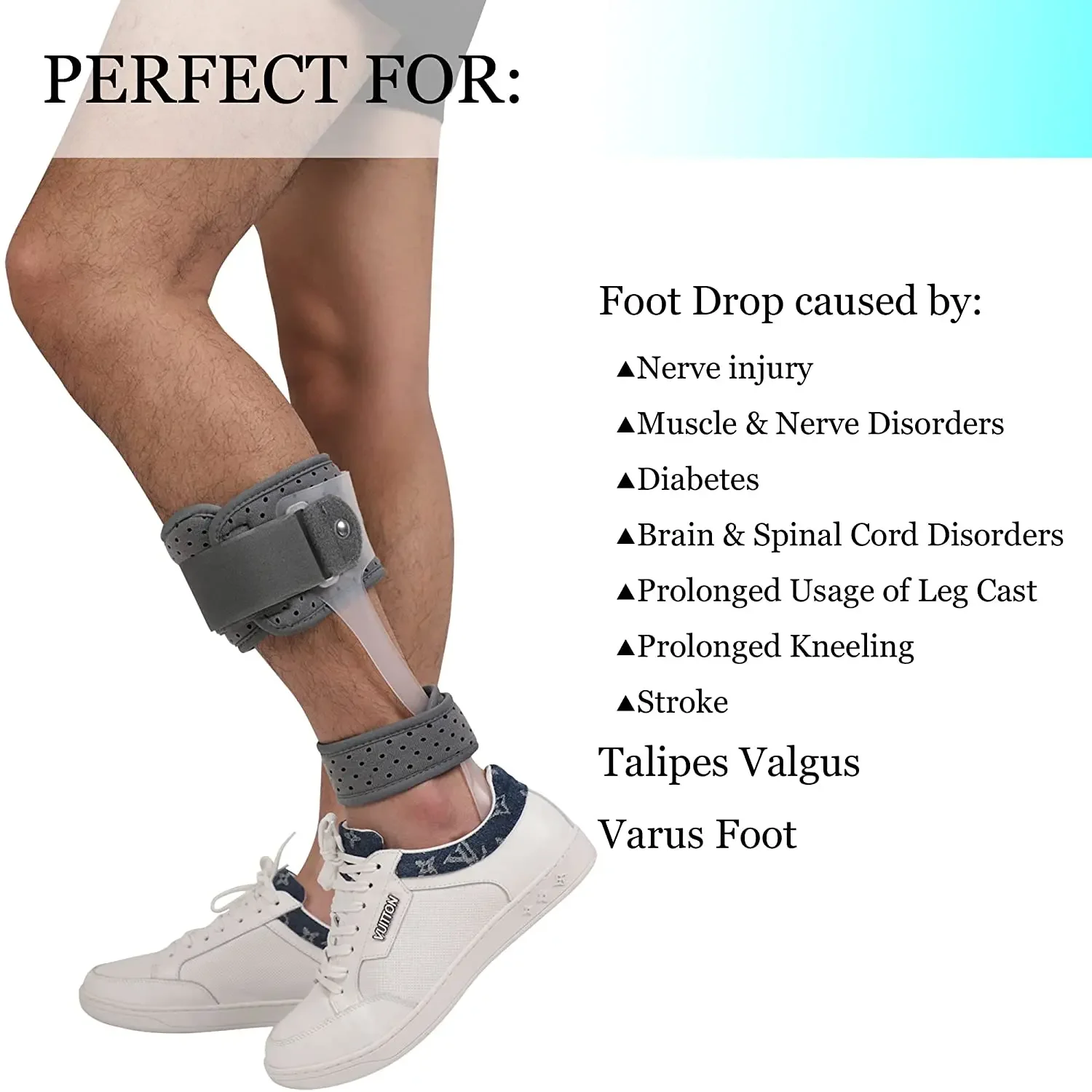 AFO Foot Drop Brace, Medical Ankle Foot Orthosis Support Stabilizer, Drop Foot Postural Correction Brace, AFO Splint for Walking