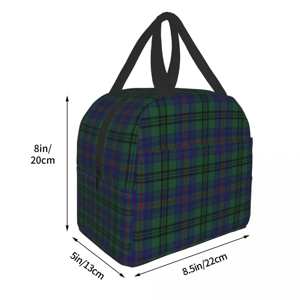 Luxury Geometric Check Scottish Tartan Lunch Bag Portable Gingham Plaid Cooler Thermal Food Insulated Lunch Box Fox Kids School