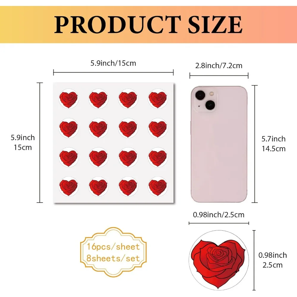 8 Sheets Plastic Waterproof Self-Adhesive Picture Stickers Round Dot Cartoon Decals for s Art Craft June Rose 150x150mm