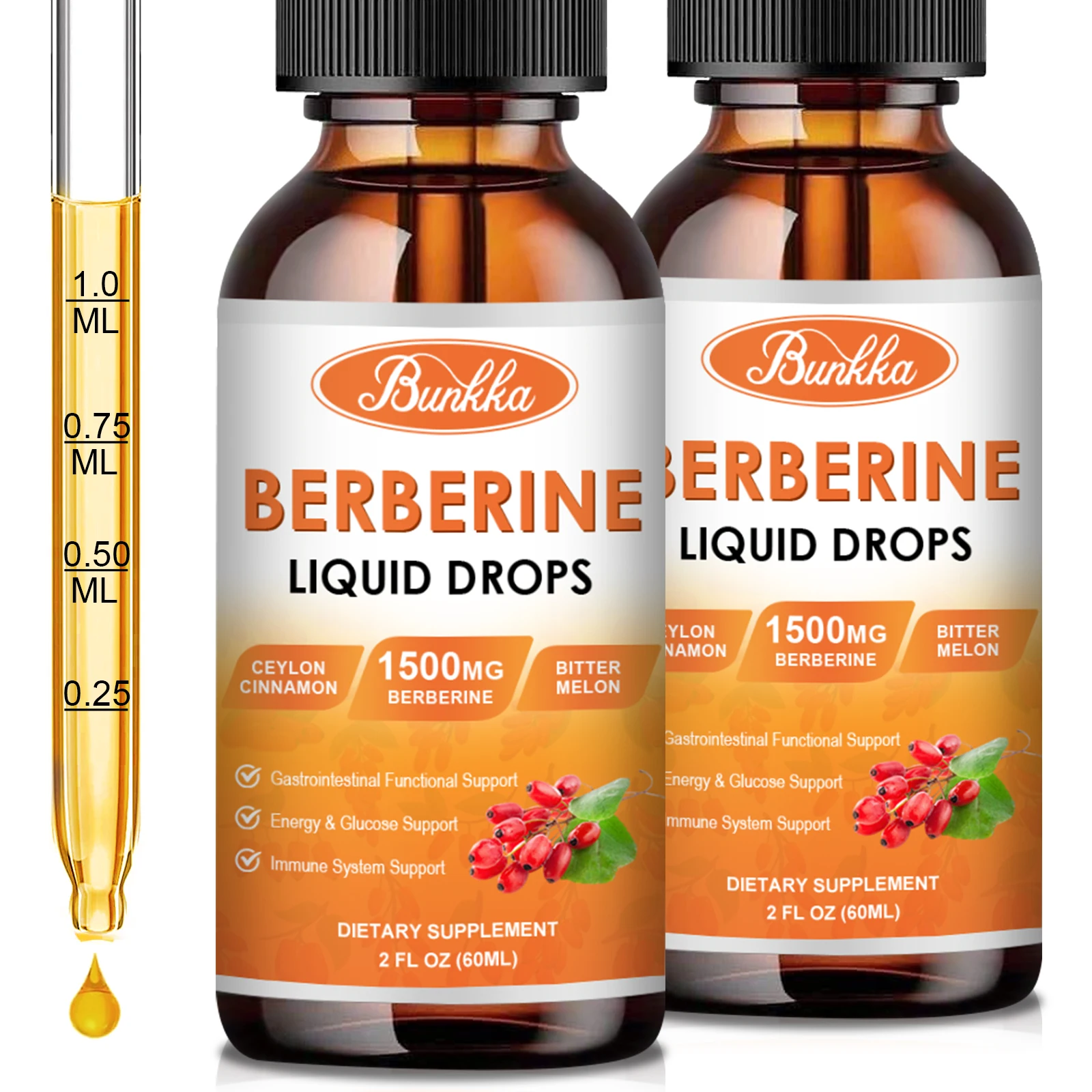 

Berberine Liquid Drops supplement for digestive system, heart and immune health support Metabolism and Energy