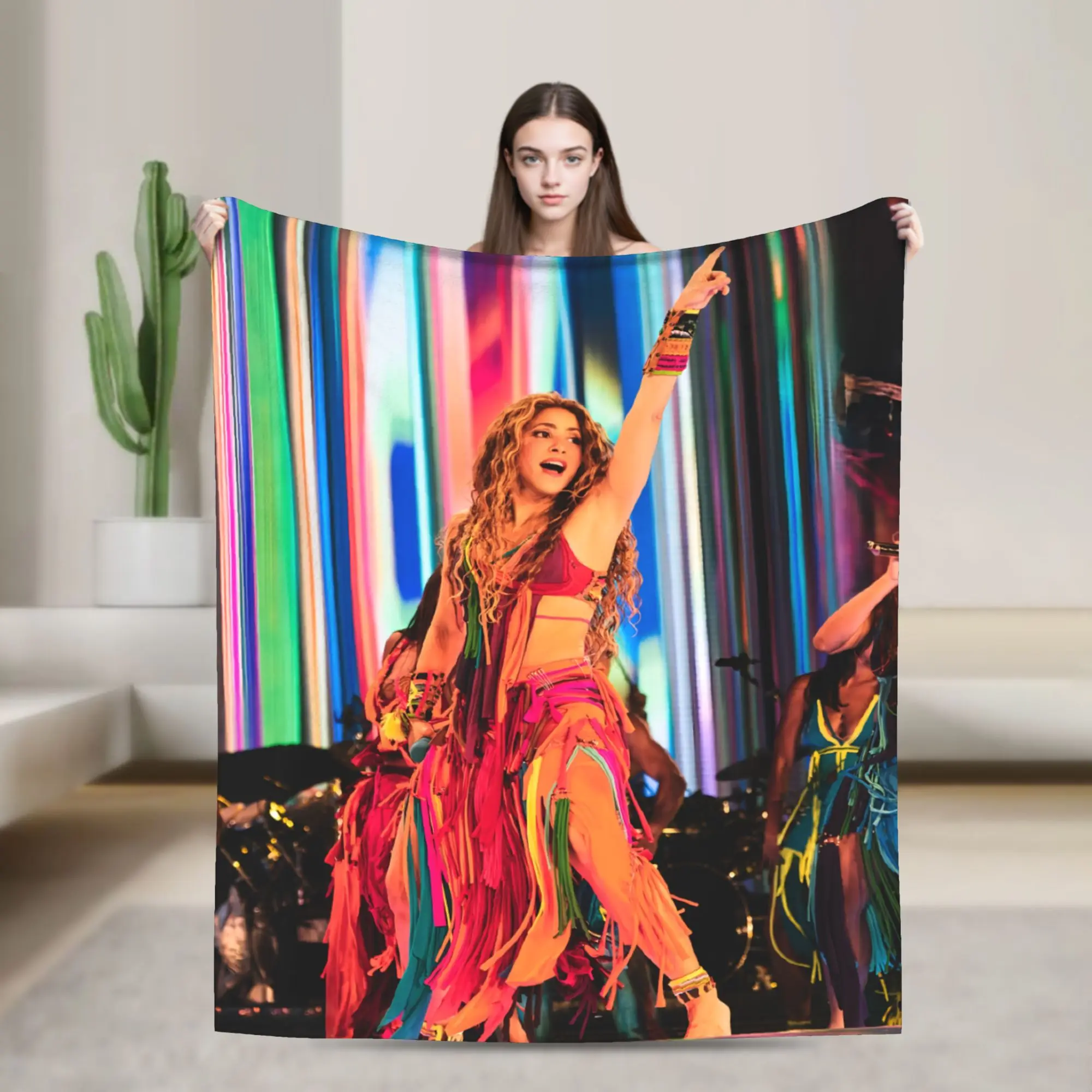 Shakira Colombian Singer Blankets Fleece  Lightweight Throw Blankets for Airplane Travel Bed Rug