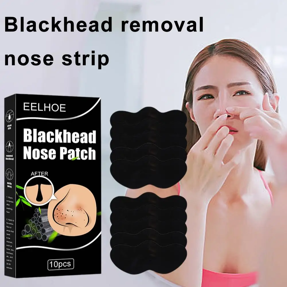 10pcs/Box Blackhead Remover Nose Strips Nasal Patch Deep Cleaning Shrink Pores Acne Treatment Nose Blackhead Mask Strip Skincare