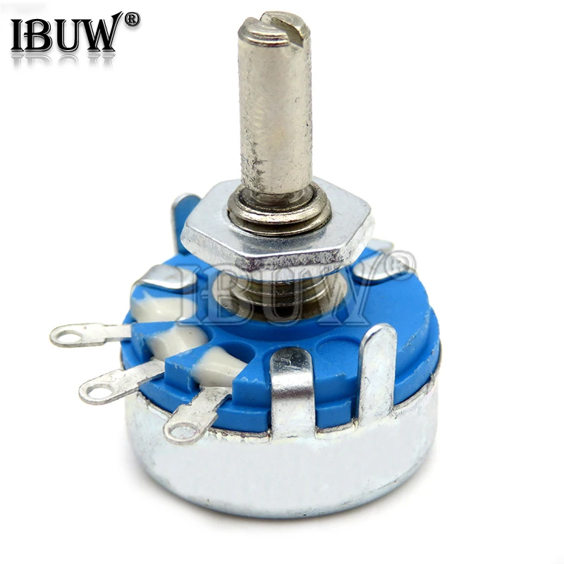 2PCS WH5-1A 1k 2k 10k 47k 4k7 470r 100k 470k 220k 1k5 22k 1m ohm 3-Terminals Round Shaft Rotary Taper Carbon Potentiometer WH5