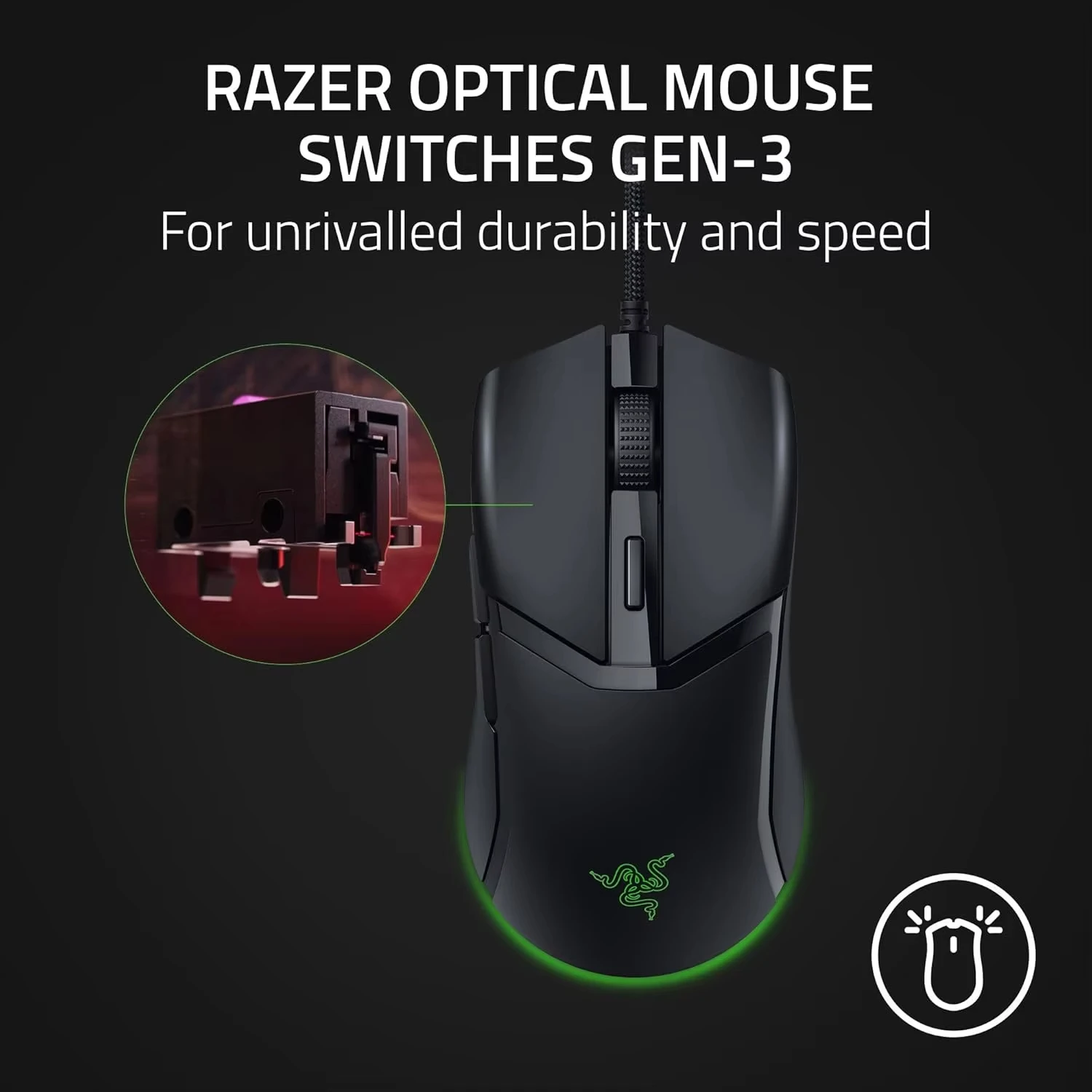 Razer Cobra Wired Gaming Mouse 58g Ultra-Lightweight Optical Switches Gen-3 Chroma RGB Gradient Underglow for Computer - Image 2