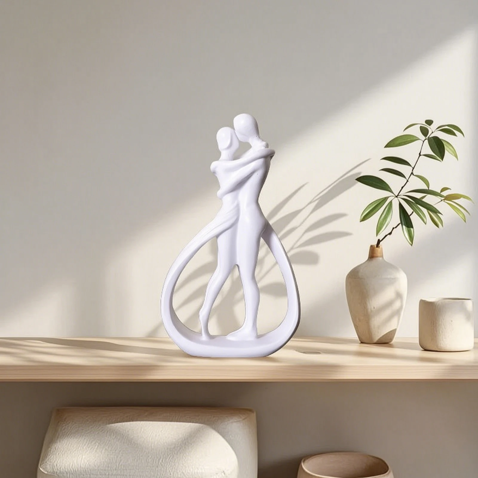 Embracing Couple Statue Minimalist Abstract Couple Sculpture Love Sculpture Slender Decor Elegant for Couples, Shelf, Desk