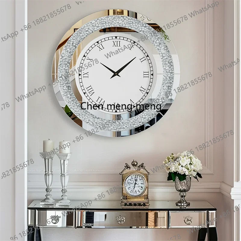 K178Round Fashion Wall Clock Light Luxury Glass Classic European Modern Art Small Wall Clock Room