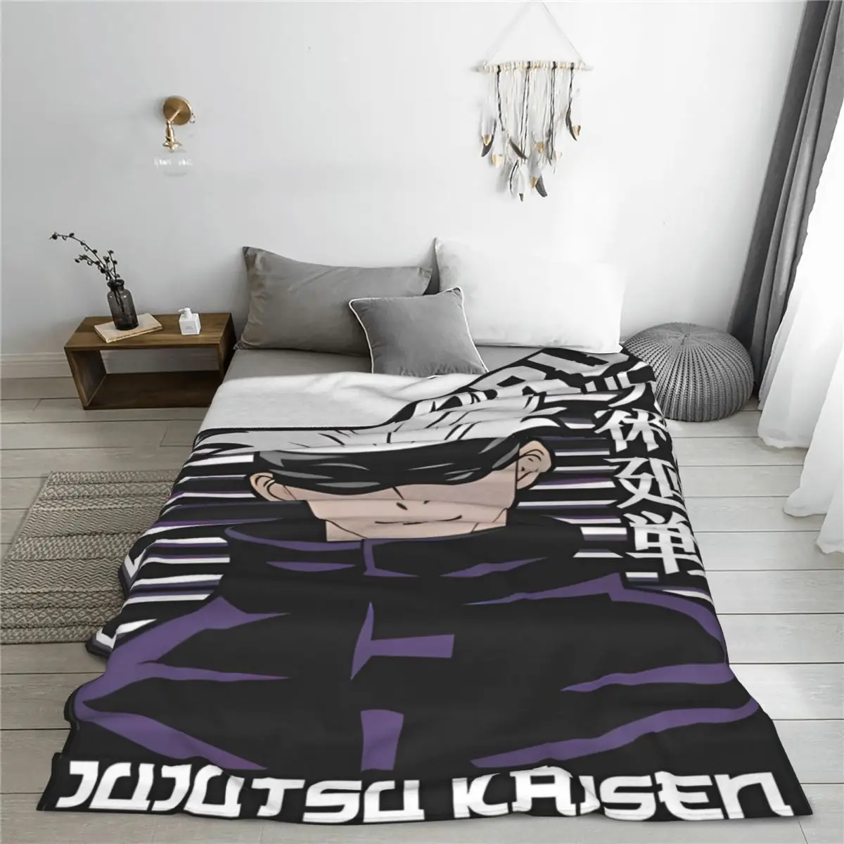 Gojo Satoru Jujutsu Anime Kaisen Flannel Blankets Manga Customized Throw Blanket for Home 150*125cm Quilt