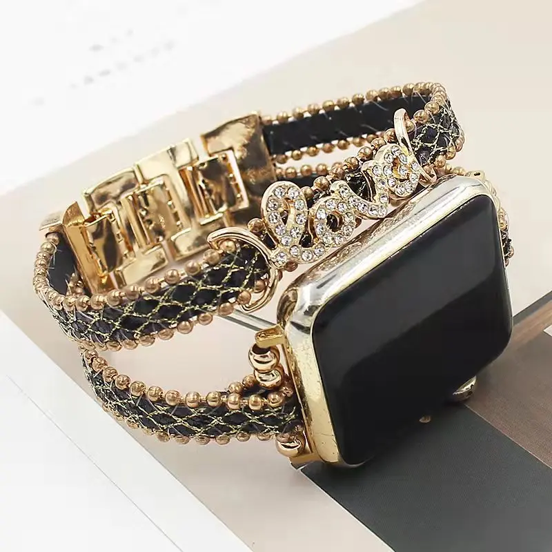 Correa Strap For Apple Watch band 44mm 40mm 38mm 42mm 41MM 45MM Loop Bracelet for iWatch series 7 6 SE 5 4 3 LOVE decorative