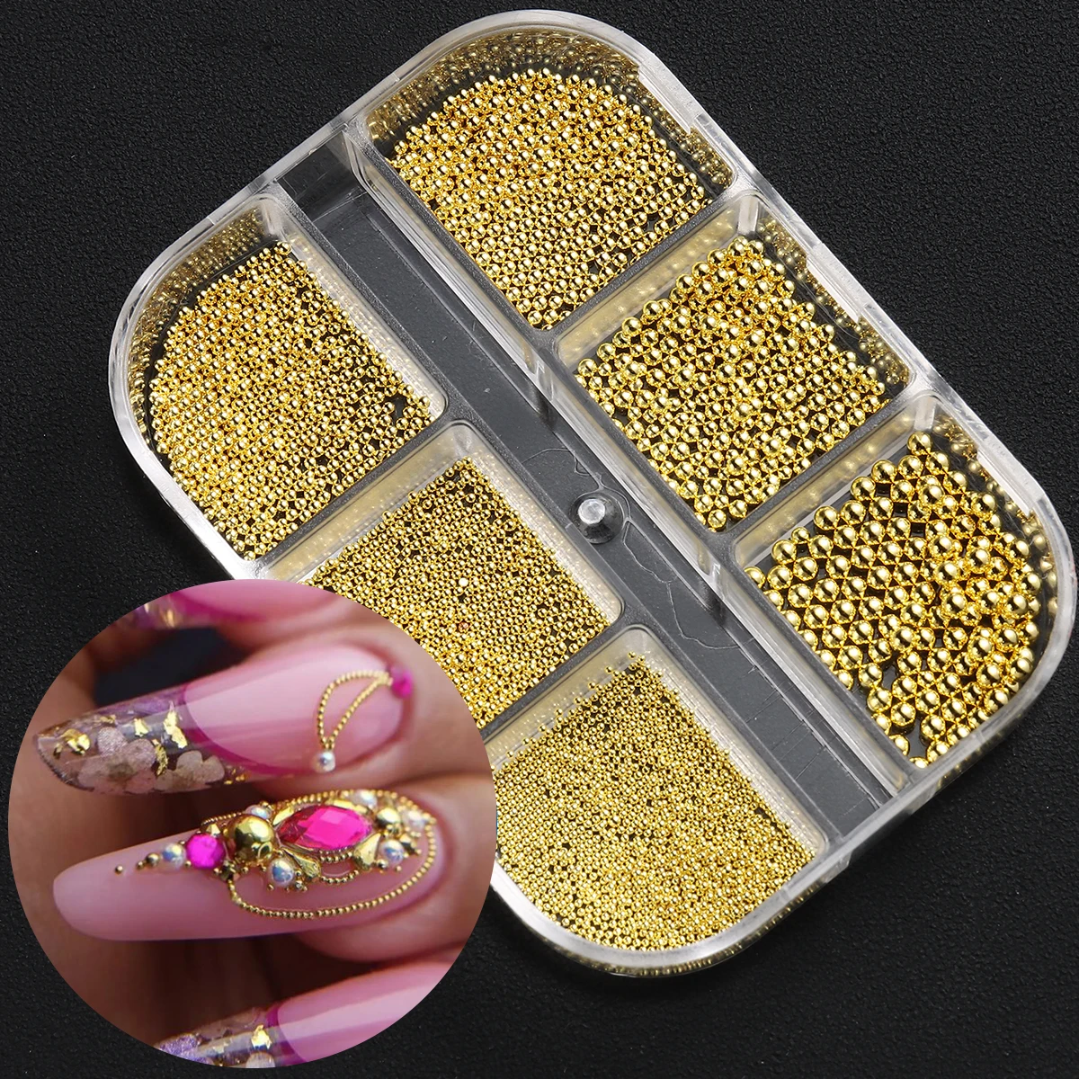 Sparkling Mini Steel Balls for Nail Art, Available in Golden Silver Small Steel Ball Accessories Perfect for Everyday Decoration