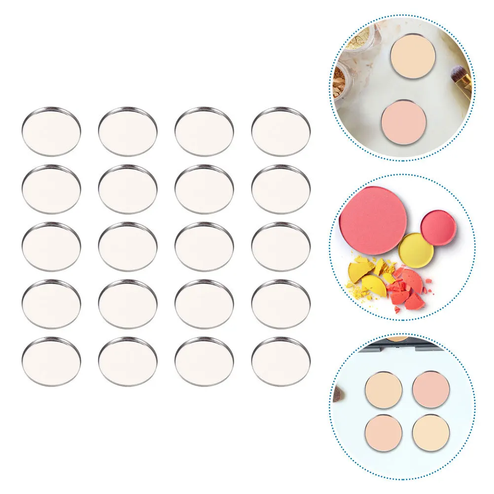 50Pcs Empty Eyeshadow Plates Stainless Steel DIY Pallet Reusable Storage Box for Eye Shadow Lipstick Powder Travel Use