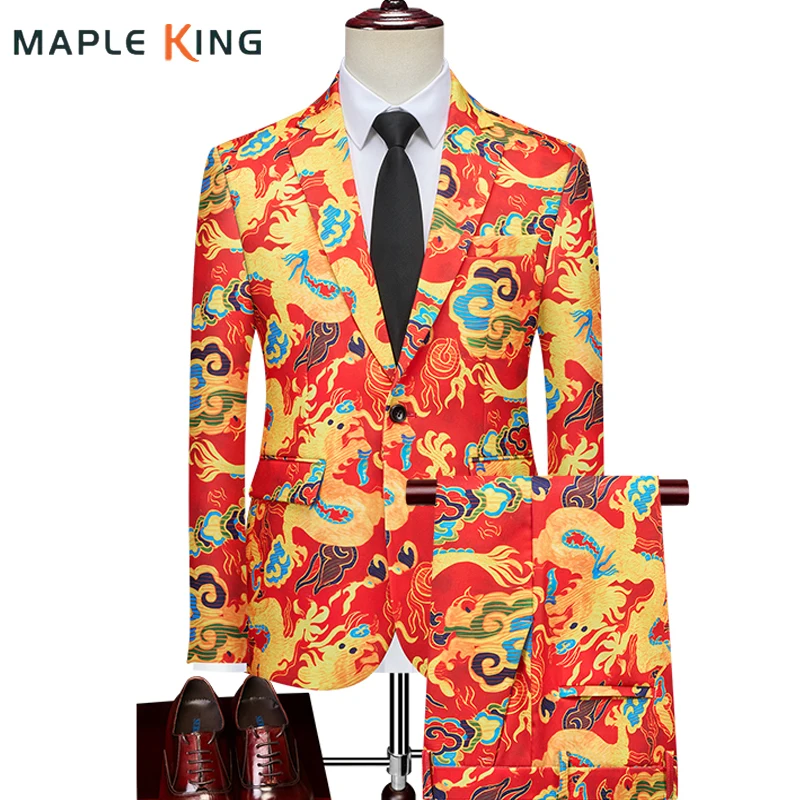 

Мужские костюмы в китайском традиционном стиле, пиджак с принтом дракона, Hombre Elegante, праздничное банкетное платье, роскошные мужские костюмы 6XL