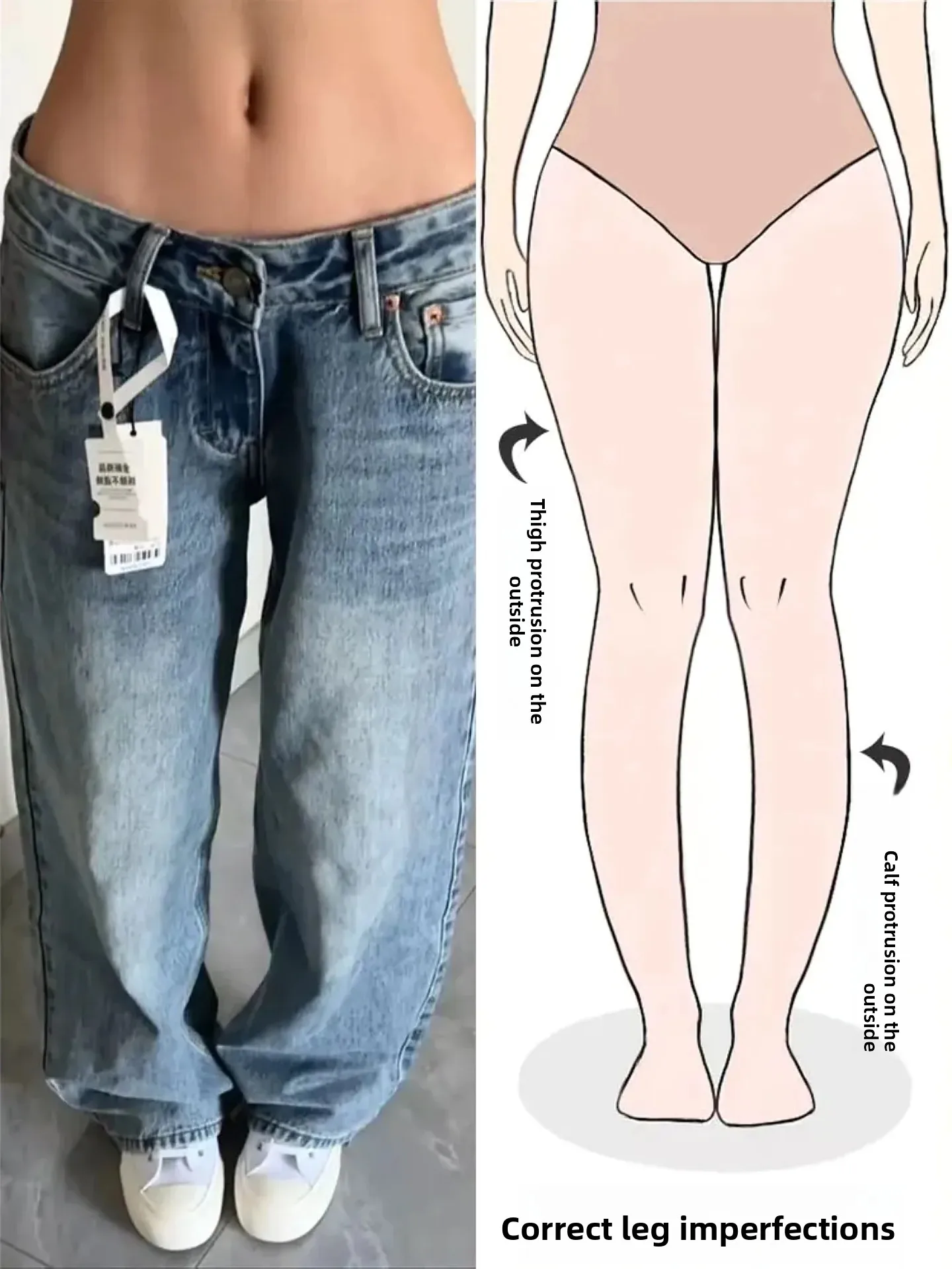 

Low Waist Straight Leg Jeans Women's Summer New Style Slimming Jeans Distressed Classic Washed American Retro Pear Shape Body