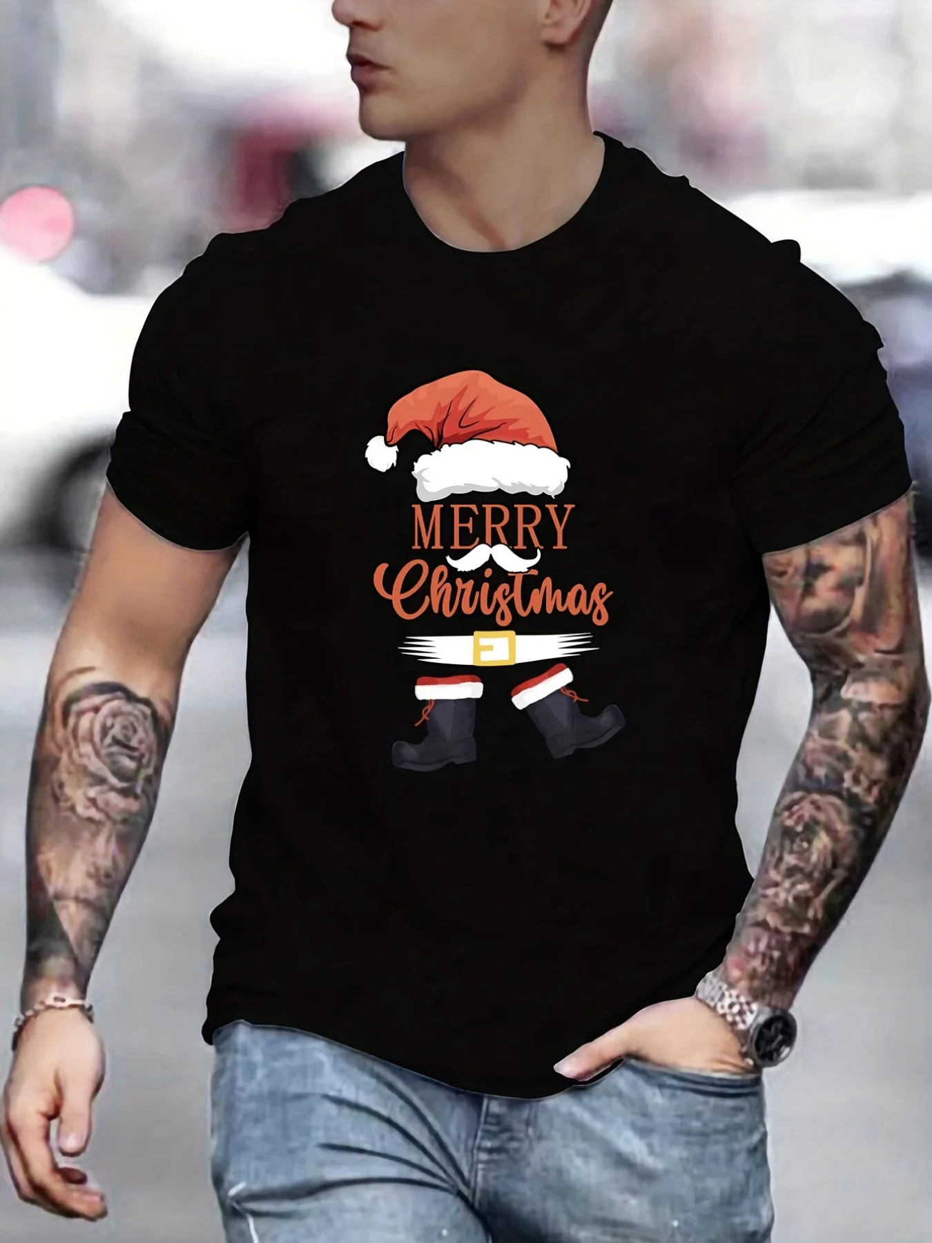 

Merry Christmas Men Short Sleeve Tee Santa Claus Graphic Tee 3D Printing Tee Shirt Men Y2k T-Shirt Casual Fashion Men's T-Shirts