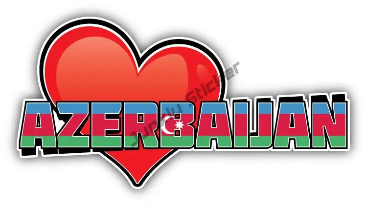 الحب أذربيجان العلم ملصق لاصق لامع ورائع تذكارية معطف السيارة الأسلحة درع مدينة السفر أذربيجان المنزل فخر السفر سيارة شاحنة فان مائي #4