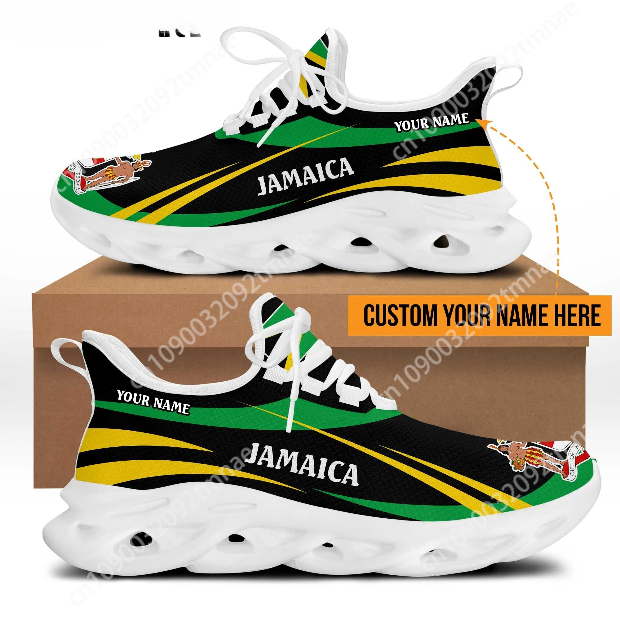 Custom Jamaica Flag Shoes for Women's Brand Design Casual Ladies Lace Up Flats Sneakers Print On Demand Sapatos Femininos