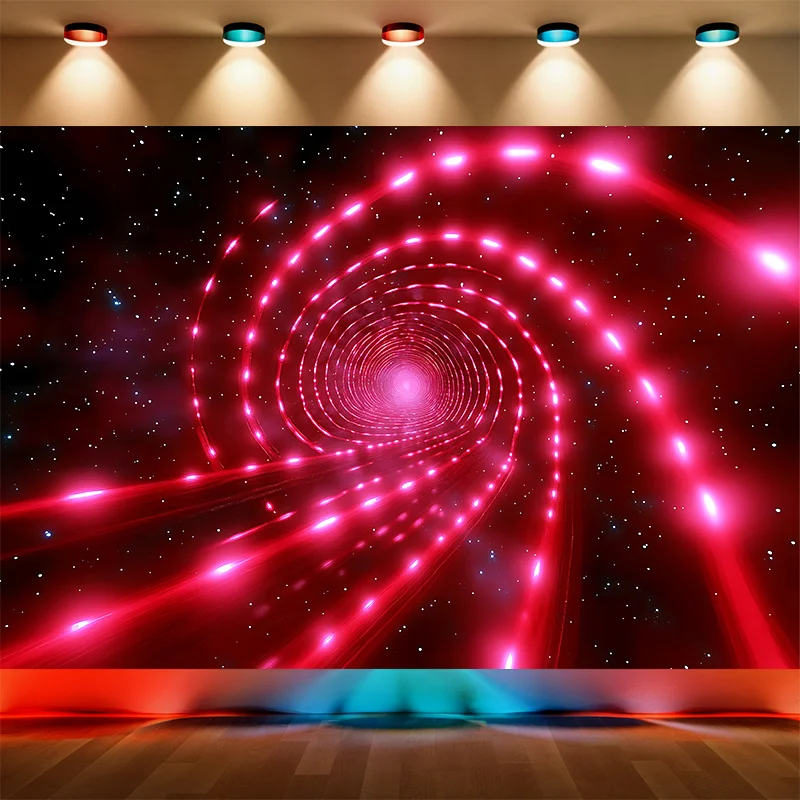 Tapestry 1pc Neon Spiral Galaxy Tunnel UV Blacklight Wall Hanging- Vibrant Fluorescent Tapestry with Cosmic Swirl Design, Suitab