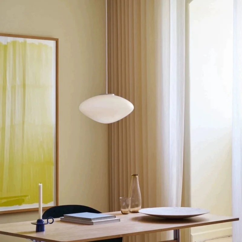 Nordic White Glass Ceiling Chandeliers Modern Simple LED Pendant Lights Kitchen Island Dining Table Counter Decor Hanging Lamps