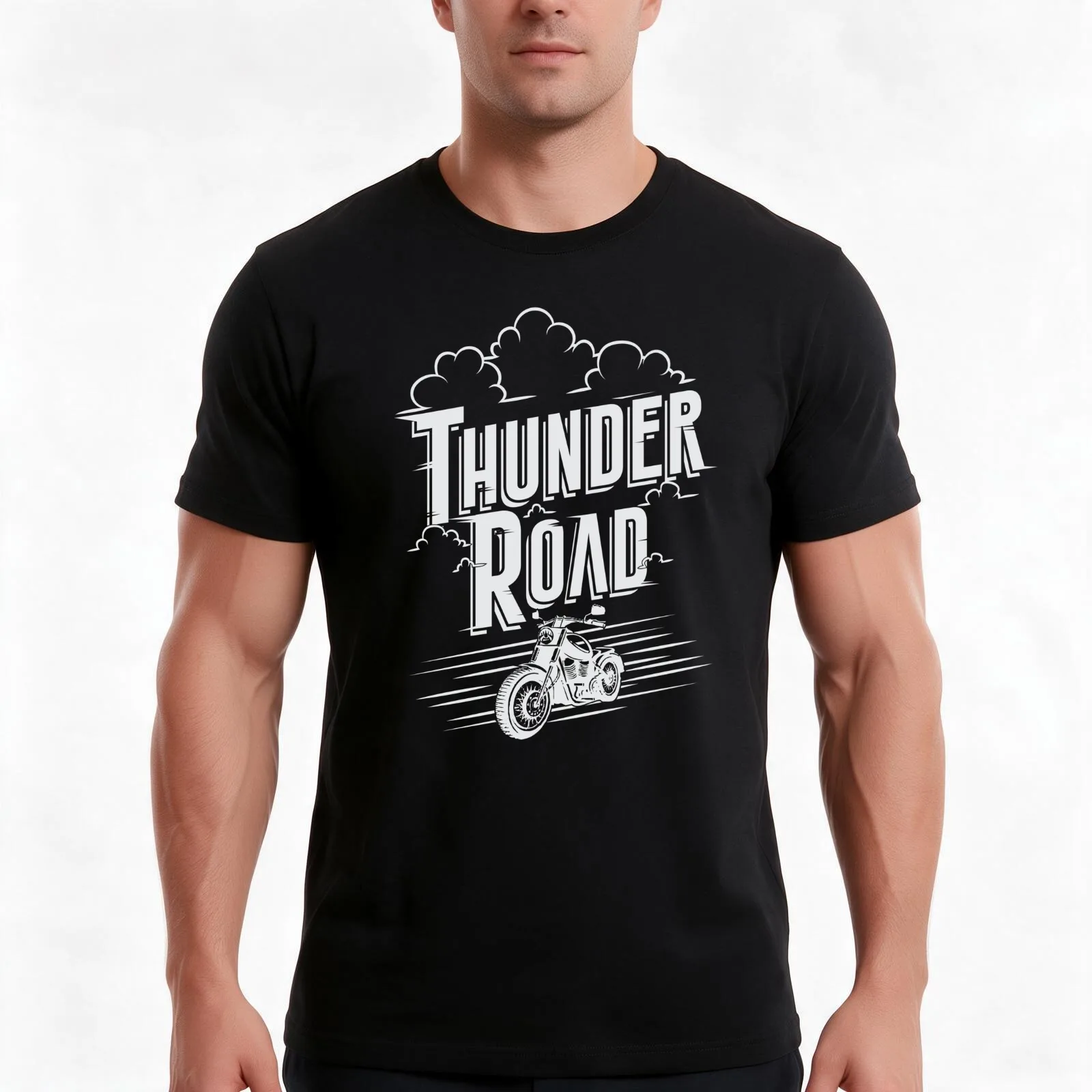 Thunder Road Dark Version T-Shirt, Summer Casual Cotton Tee, Oversized Streetwear Tops, Vintage Graphic Print, Unisex Men Women