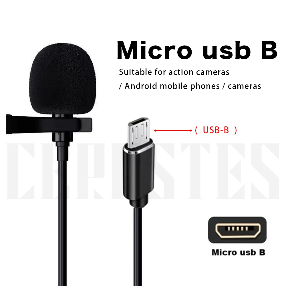 ميكروفون خارجي عالي الدقة، كاميرا رياضية، كاميرا عمل من النوع c، موصل USB صغير، طول الكابل 1.5 متر