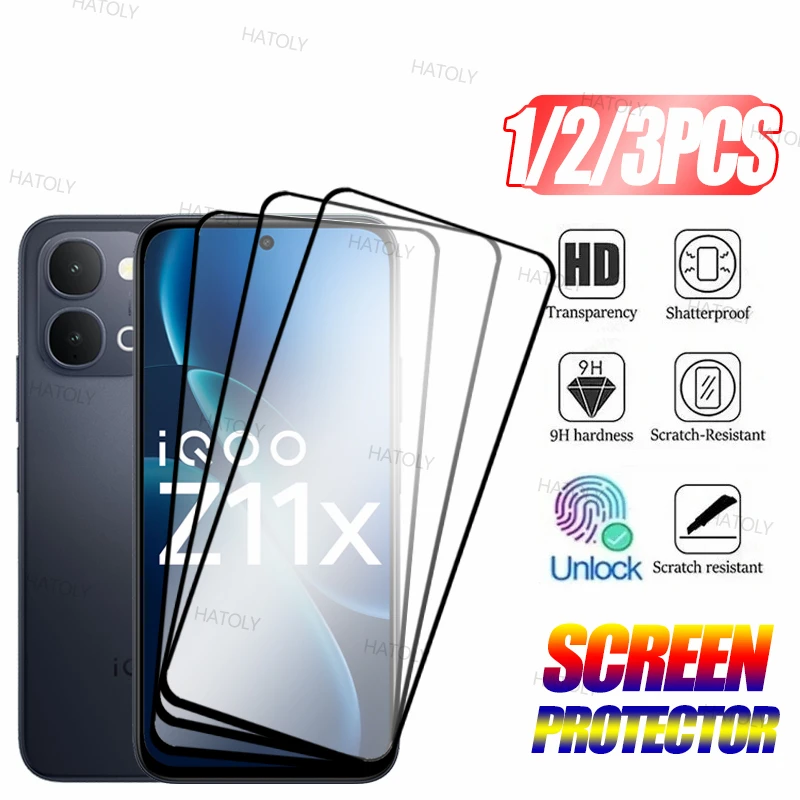

3/2/1PCS Tempered Glass For vivo iQOO Z11X Screen Protector vivo iQOO Z11X Full Glue Cover Anti-Scratch Glass For vivo iQOO Z11X