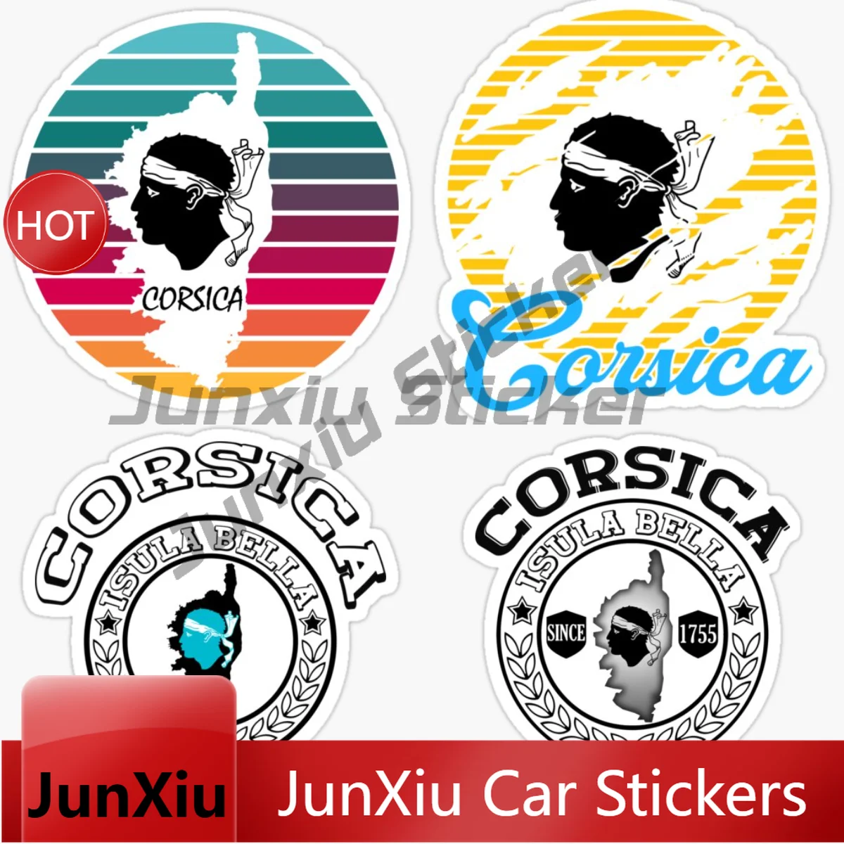 CORSICA FRANCE Car Sticker Cool Style Car Motorcycle Bike Waterproof Weatherproof UV Vinyl Self-adhesive Decals