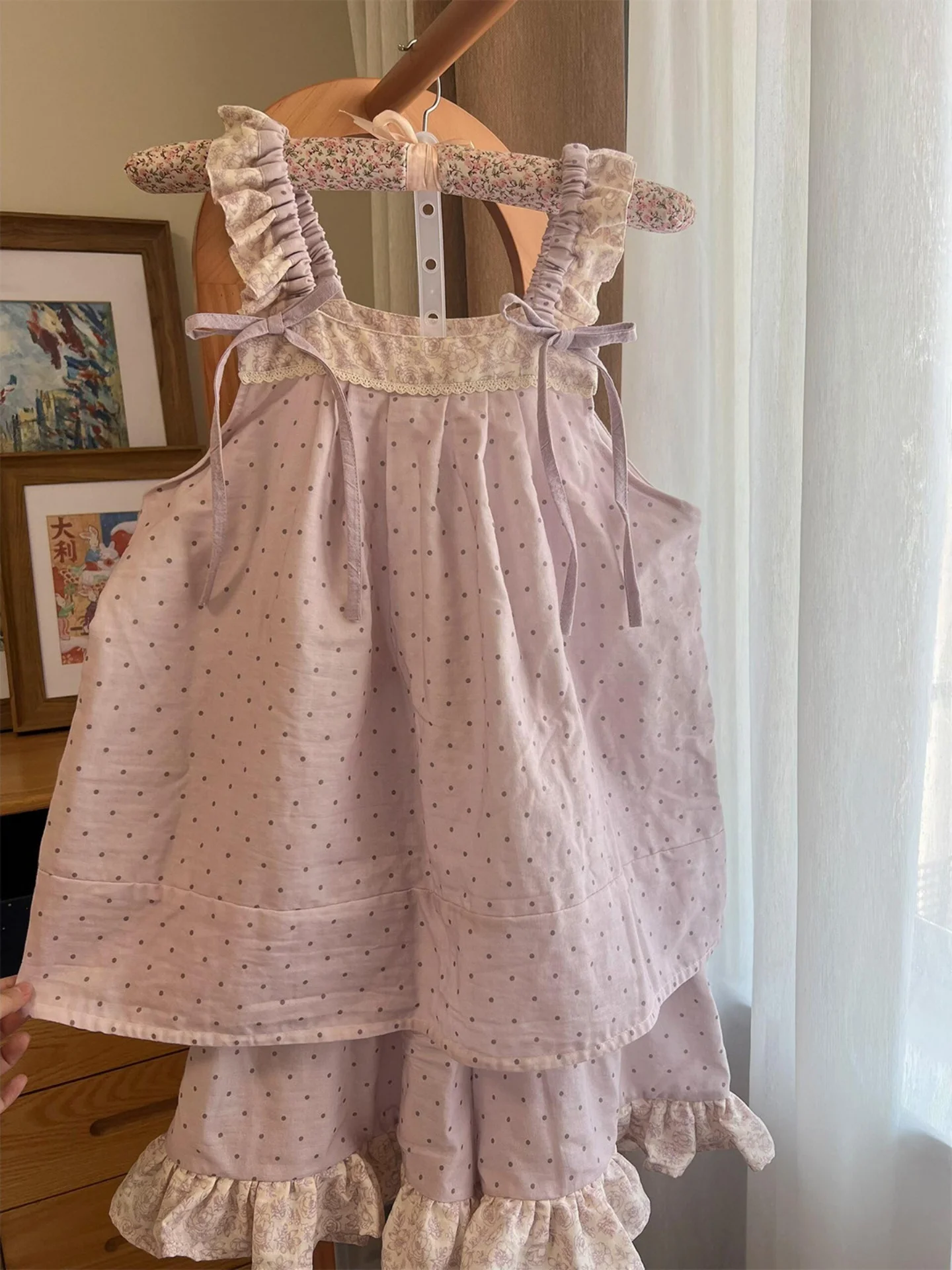 camison-de-encaje-con-lunares-morados-conjunto-de-ropa-de-verano-para-mujer-camison-de-manga-corta-con-tirantes-y-pantalones-cortos-con-volantes