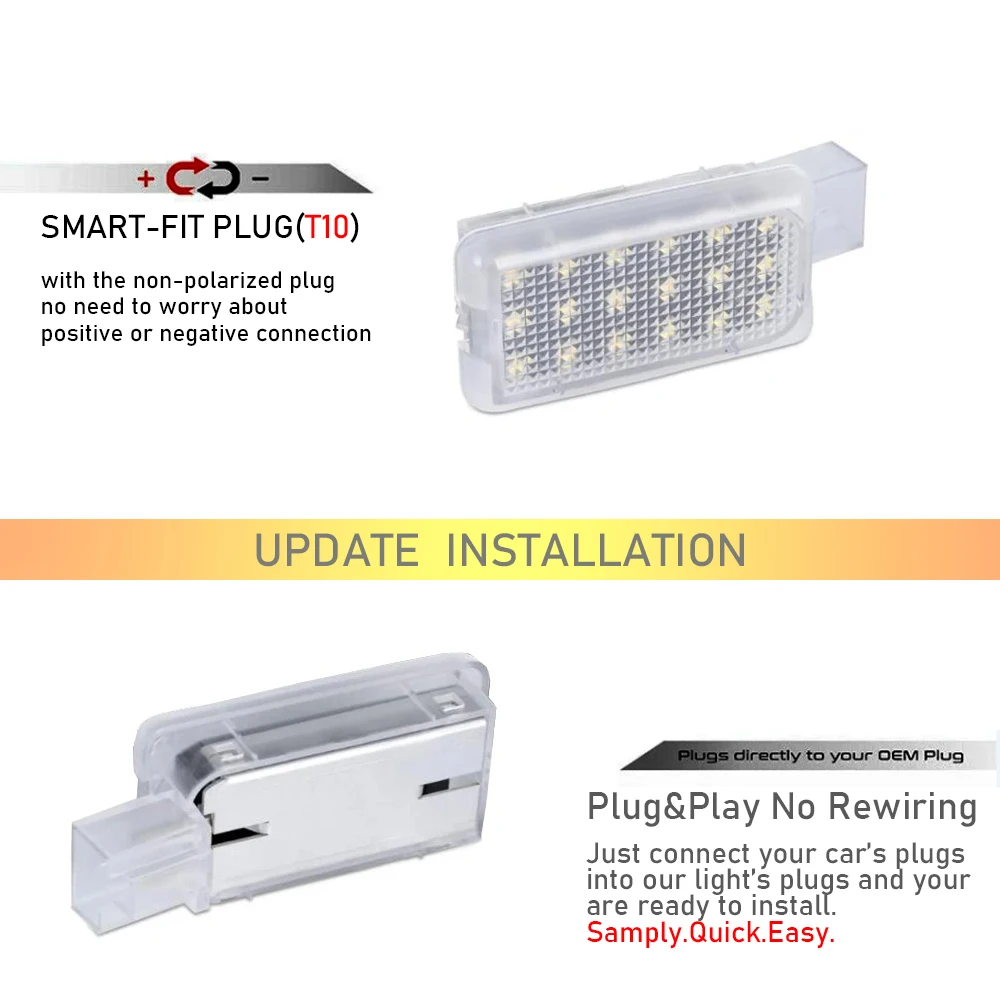 2x 6000K White LED Interior Trunk Compartment Lights Carge Bed Lamp Canbus For Mitsubishi ASX