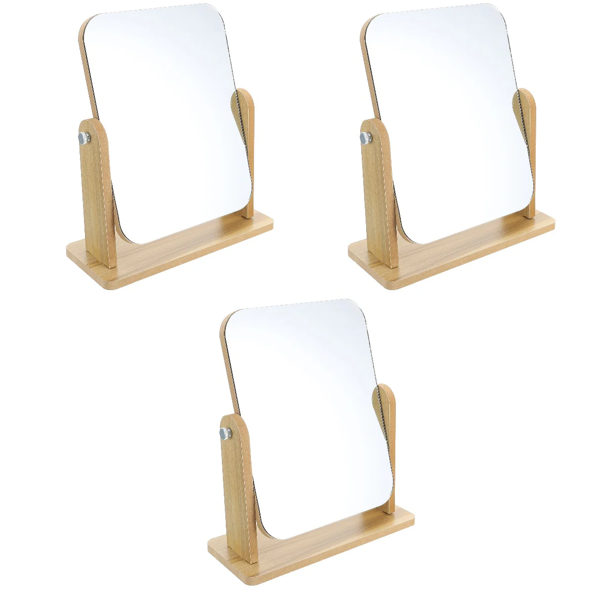 3 Pack Desktop Vanity Mirror Square Home Makeup Swivel with Stand Tabletop Girls Jewelry Shop