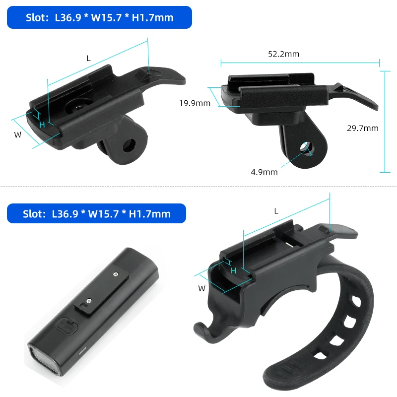 Bicycle Front Light Holder Handlebar/Stem/Fork/Helmet Mount Fits Rockbros QD-250 YQ200/400 Blackbird L1