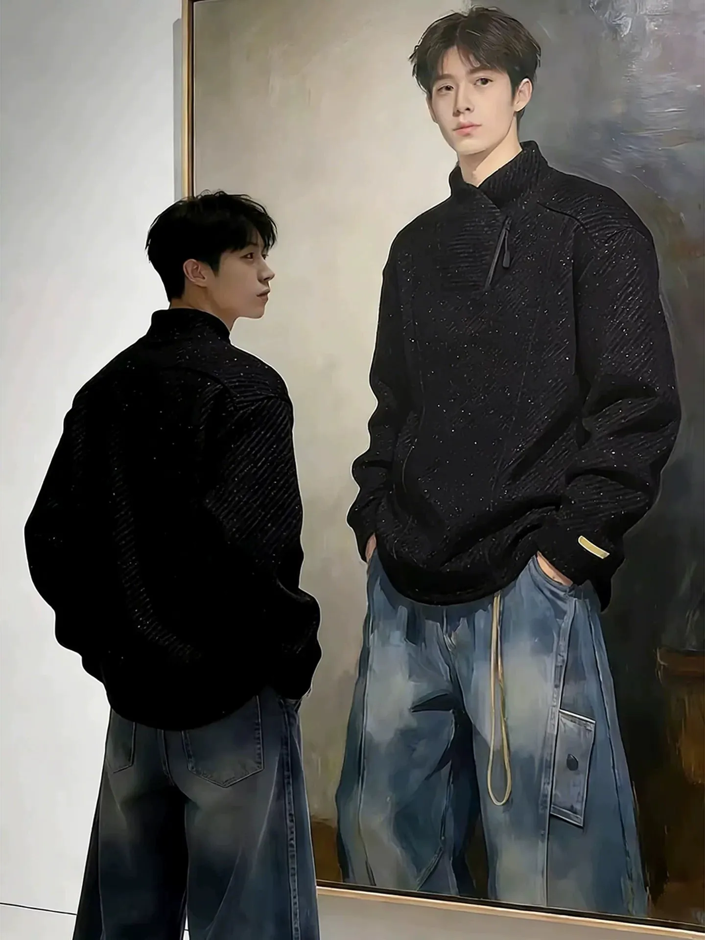 

Мужская толстовка Bla Fce с начесом, осенне-зимняя, утепленная, базовый слой, повседневный свободный крой