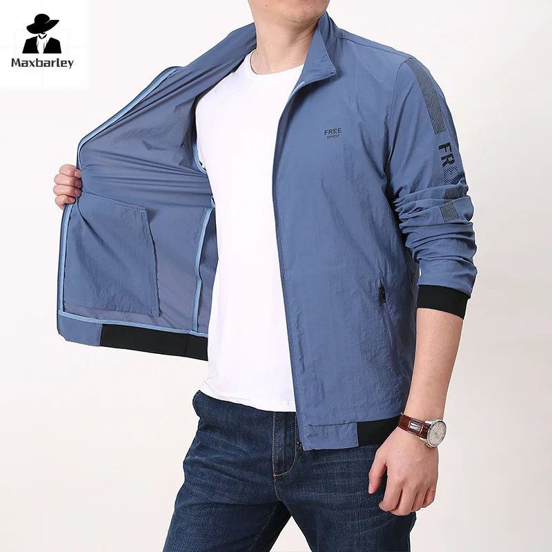 SPF Sun Protection Clothing Men\'s Summer Casual Fashion Quick Dry Breathable UV Jacket Outdoor Sports Running Skin Windbreaker