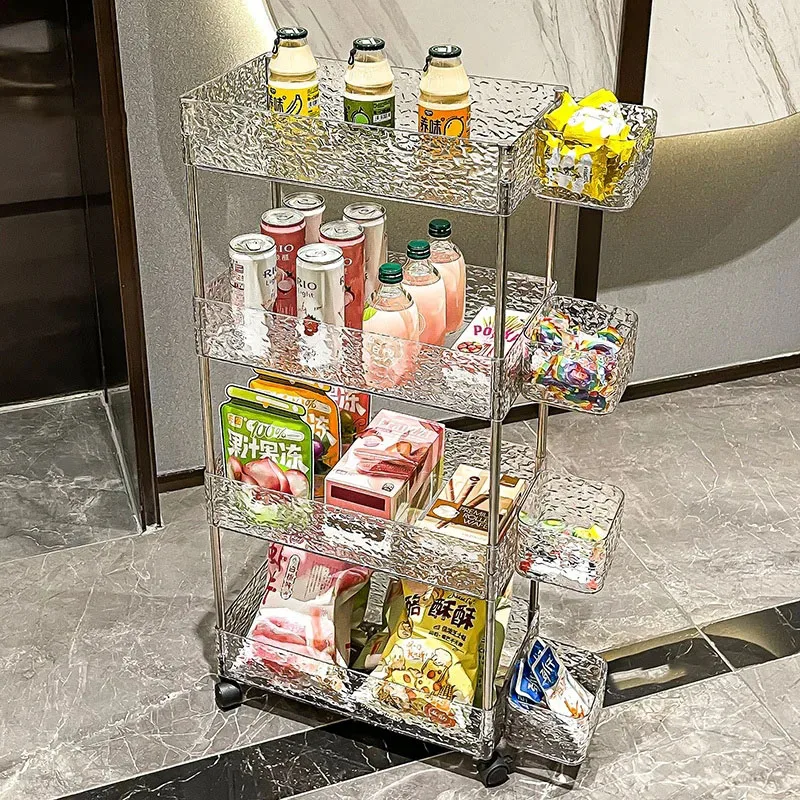 High-value Acrylic Kitchen Trolleys Home Auxiliary Cart Rack Multi-functional Snacks Cart Multi-layer Kitchen Storage Trolley