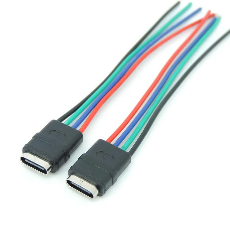 USB Type C Waterproof Connector Welding Wire Female Socket High Current Fast Charging Type-c Female Port Charging Interface Jack