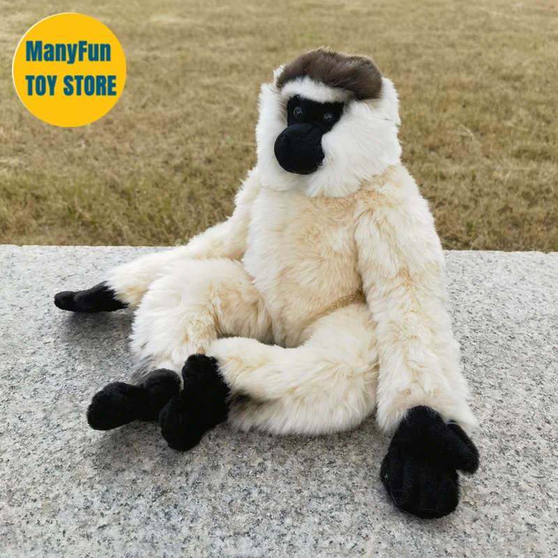 

White Gibbon High Fidelity Monkey Plushie Sifaka Plush Toys Lifelike Animals Simulation Stuffed Doll Kawai Toy Gifts For Kids