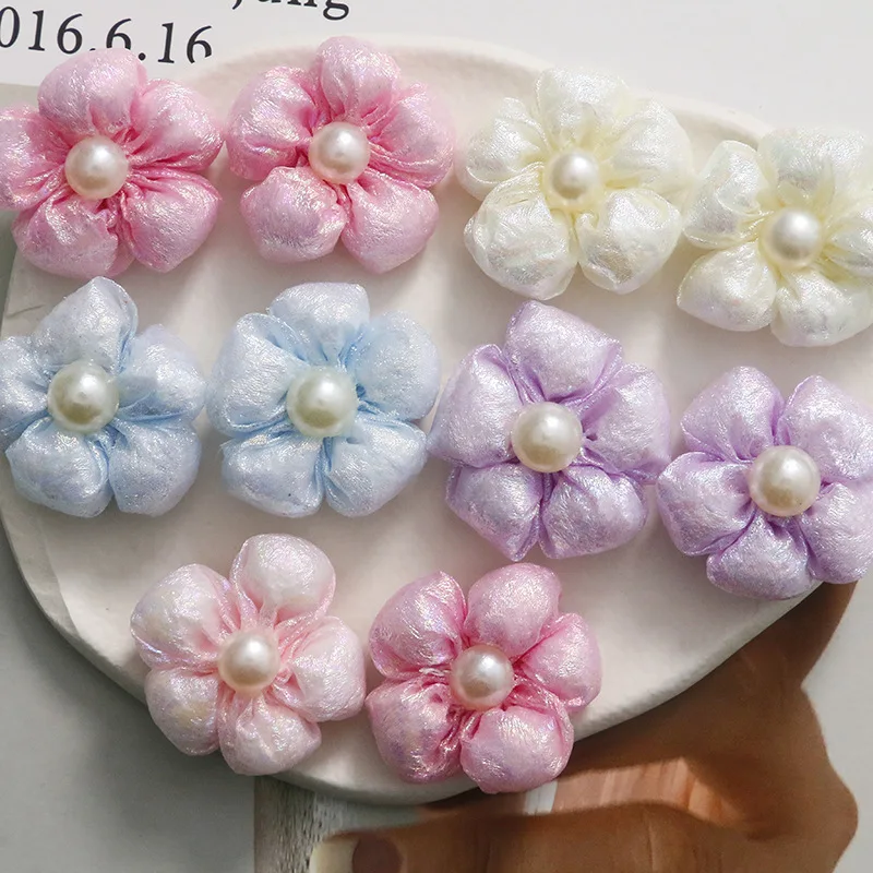 New style 50pcs/lot 35mm beads core cartoon flowers shape handmade fabric floral diy jewerly garment/hair accessory