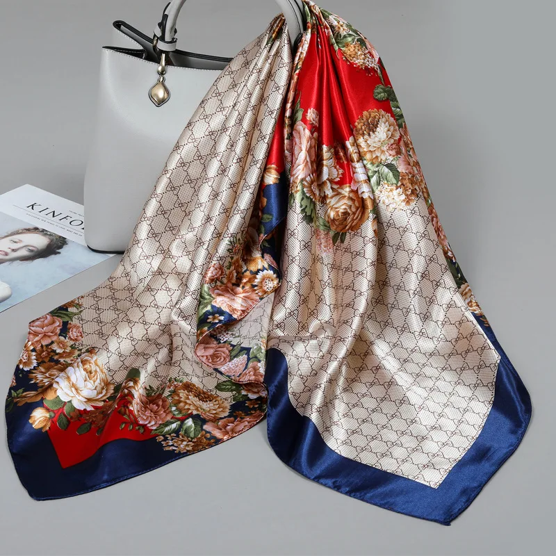 

90 Large Square Silk Scarf for Women 2025 New Spring and Summer High-End Korean Style Versatile Thin Scarf Shawl