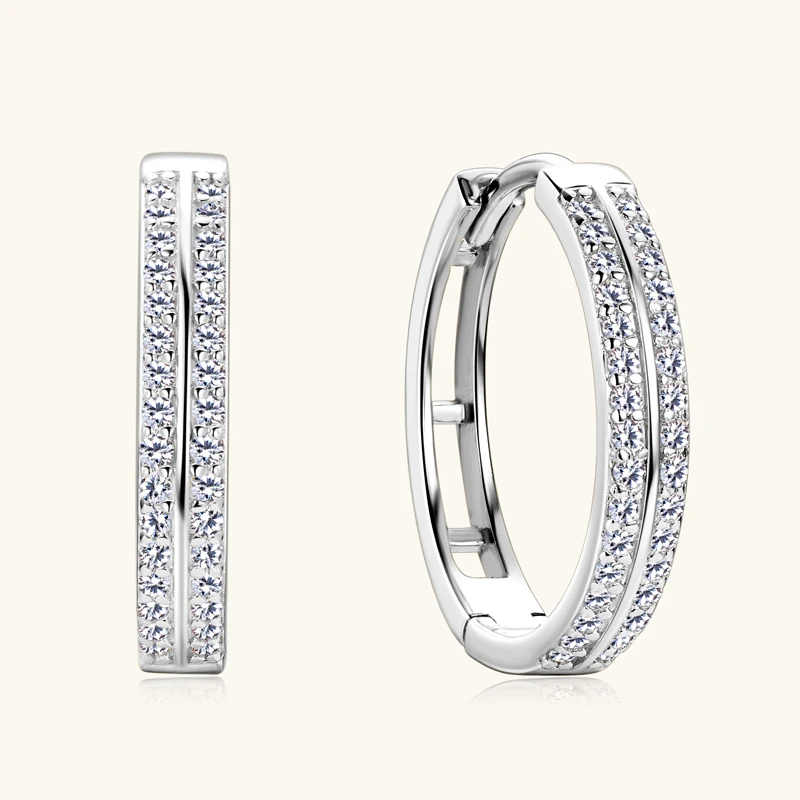 IOGOU 100% 925 Silver 1mm Moissanite Hoop Earrings for Women Classic Wedding Party Engagement Piercing Earrings 14k Gold Plated