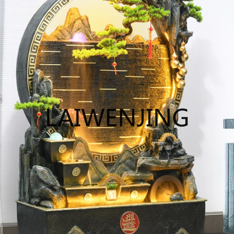 RWJ Water Curtain Wall Artificial Mountain and Fountain Decoration Landscaping Decoration Fortune Fengshui Wheel