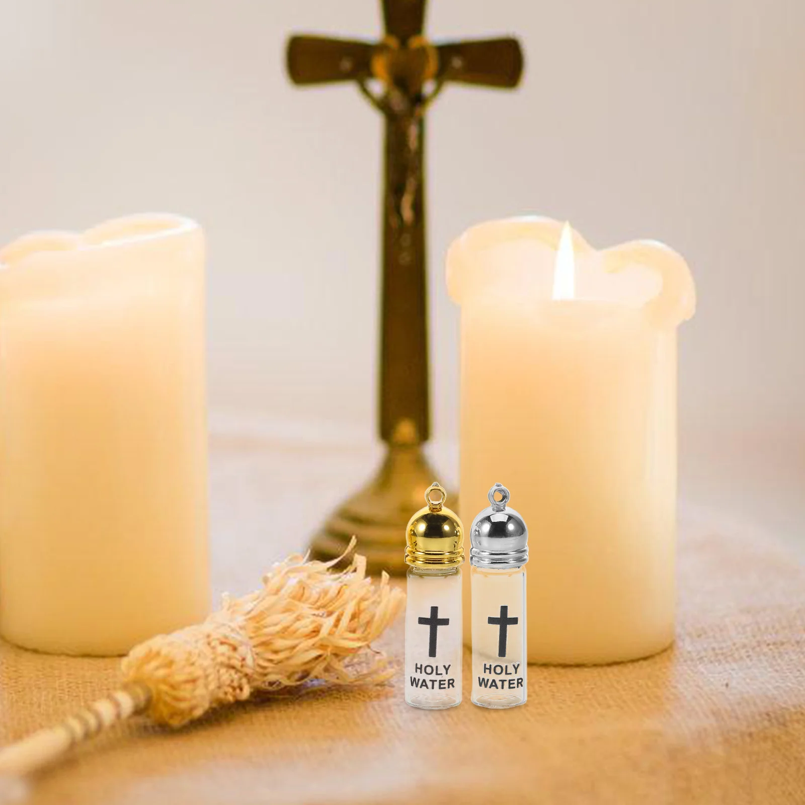 4Pcs Refillable Glass Holy Water Bottles Small Empty Christian Baptism Containers for Religious Ceremony Blessing