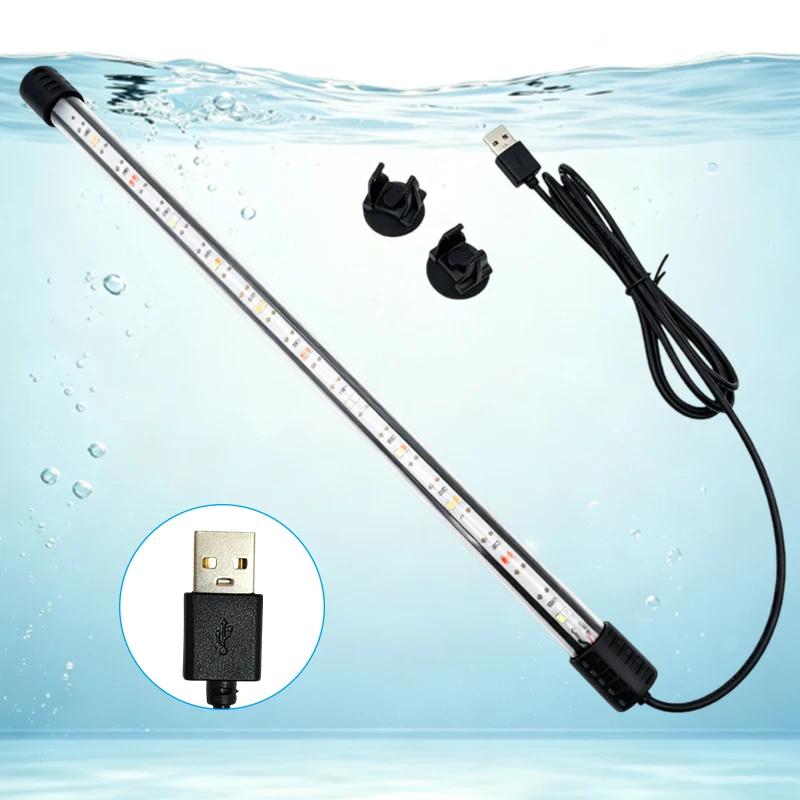 18‑58cm USB Full Spectrum Waterproof Submersible Aquarium LED Strip Light Fish Tank Lamp Underwater Aquatic Plant Grow Lighting