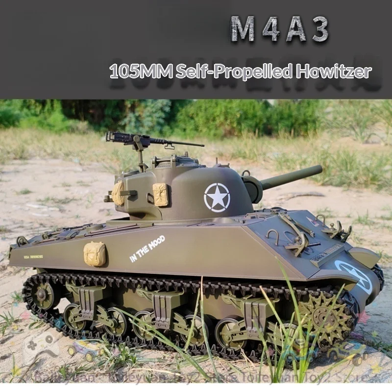 Henglong Kubingke Rc Tank M4A3 Sherman 1：16 Scale 105Mm Retractable Barrel Multi Function Combat Battle Remote Control Model