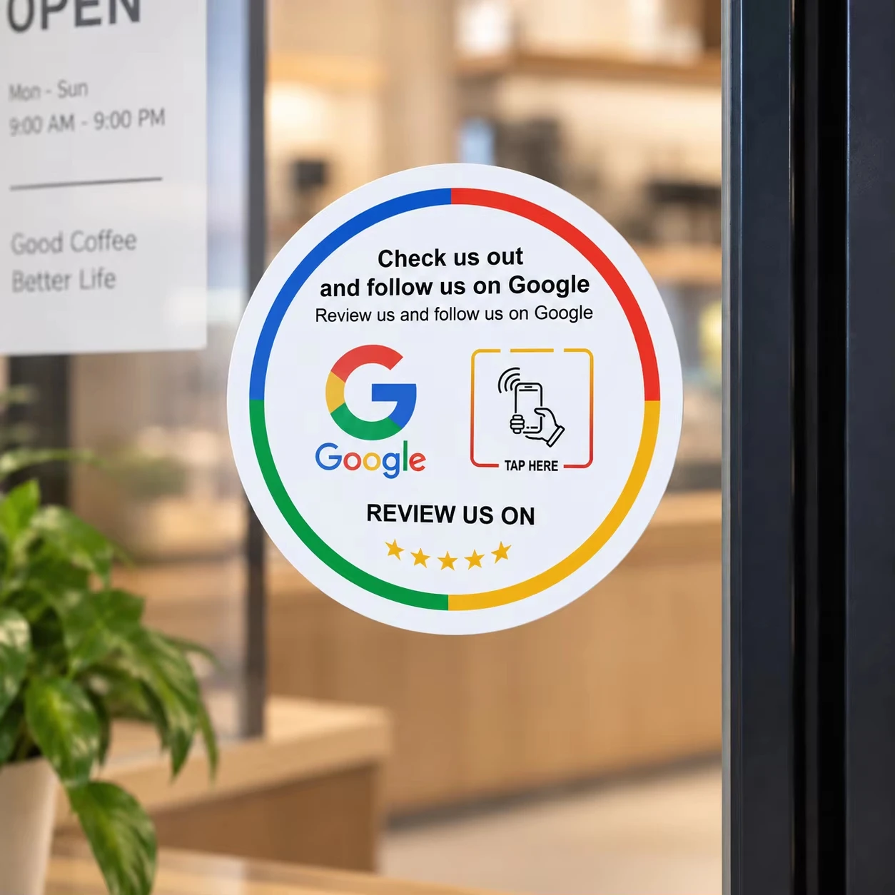 Google Review NFC Table Stand NFC 215 13.56MHz Programmable Acrylic QR Code Card for Hotels and Cafes
