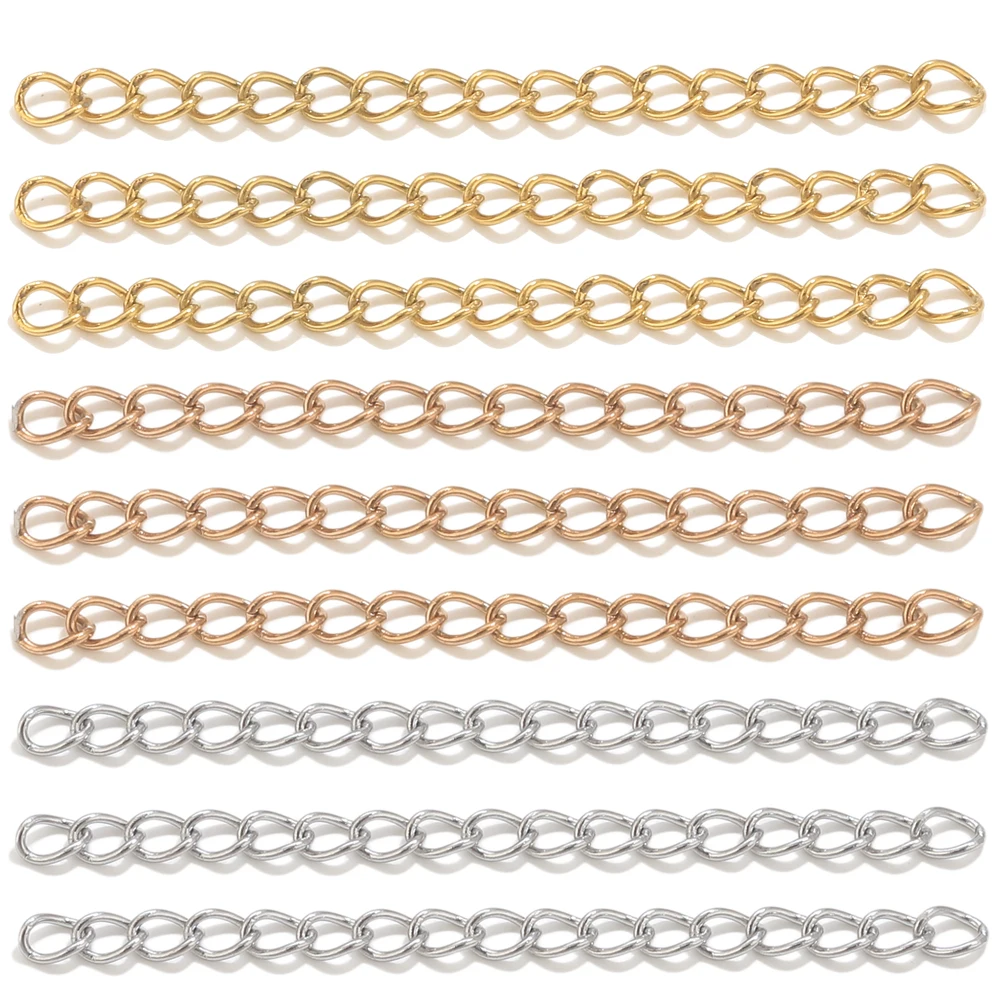 

50pcs 5cm Stainless Steel Extension Chain Gold Necklace Bracelet Extender Tail Chains For Jewelry Making Supplies DIY Accessorie