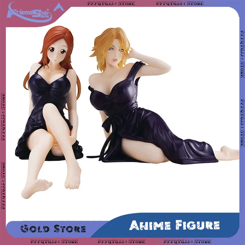 

Аниме-фигурка Matsumoto Rangiku Inoue Orihime, черная ночная рубашка, сидящая экшн-модель Kawaii, коллекция статуй из ПВХ, аниме-фигурка