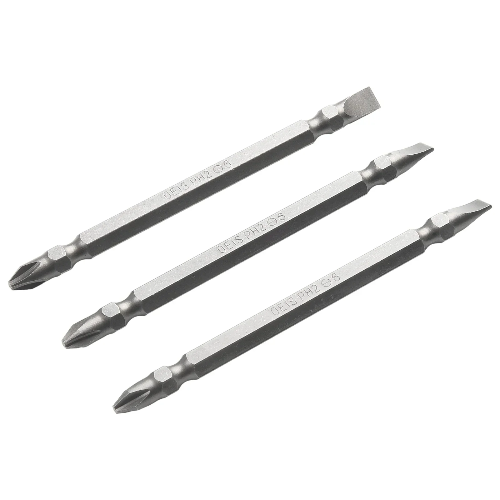 10 pçs chave de fenda bits cabeça dupla broca magnética ph2 cruz 6mm slot 150/200mm para driver elétrico ferramentas elétricas peças